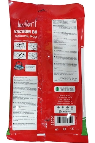 Brillant Vakumlu Poşet/hurç 50 70cm Large İç Adet 1 3 Lü Set Şeffaf