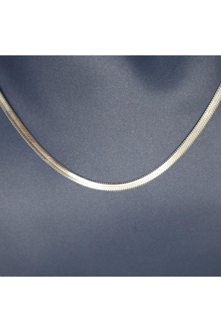 İtalyan 3 Mm Gümüş Rengi Çelik Ezme Zincir 50 Cm