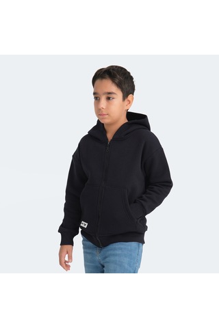 Slazenger LEKAN Çocuk Fermuarlı Kapüşonlu Cepli Lacivert Sweatshirt
