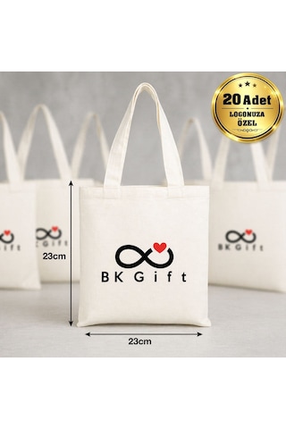 Logonuza Özel 20 Adet Ham Bez Çanta 23x23 Cm Küçük Boy Pamuk Promosyon Çanta Ham Renk