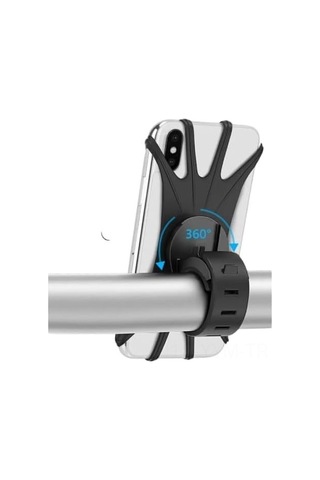 Geeksen Siyah Silikon Bisiklet Telefon Tutucu - Dönen, Esnek, Elektrikli Araçlar İçin Navigasyon Sabitleyici