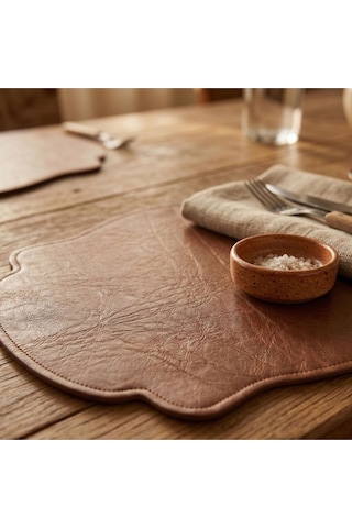 2 Adet Çift Yüz Kenar Dikişli Siyah Deri Amerikan Servis As00120-33x44 Cm Supla Kahverengi