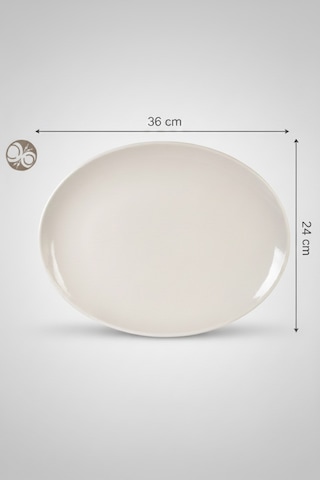 6'lı Ellips Oval Kayık Tabak 36cm Krem Rinart