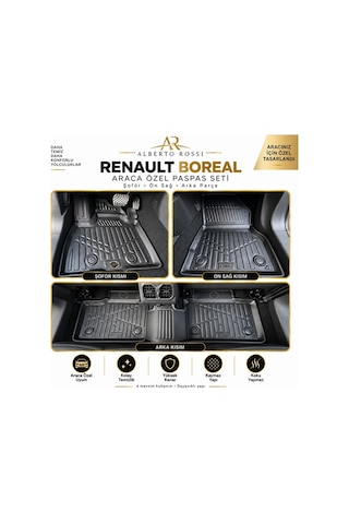 Renault Boreal 2026+ 3d Kauçuk Havuzlu Paspas