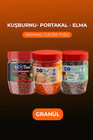 Mytee 3'lü Portakal - Kuşburnu - Elma Aromalı Granül İçecek Tozu 3 X 250gr 750 G Mytee 3'lü Portakal - Kuşburnu - Elma Aromalı Granül İçecek Tozu 3 X 250gr 750 G