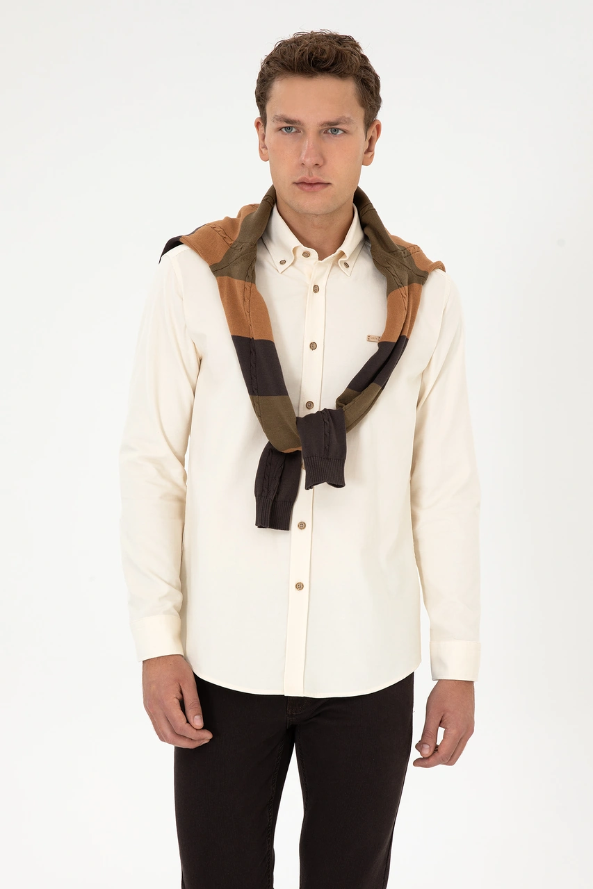 U.s. Polo Assn. Erkek Krem Gömlek Desenli 50315915-vr071 Krem