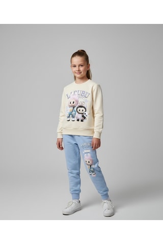 Labubu Kız Çocuk 2'li Alt Üst Takım Ekru