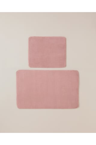 English Home Basicline Kaydırmaz Taban Banyo Paspası Seti 60x100 Cm + 50x60 Cm Gül Kurusu