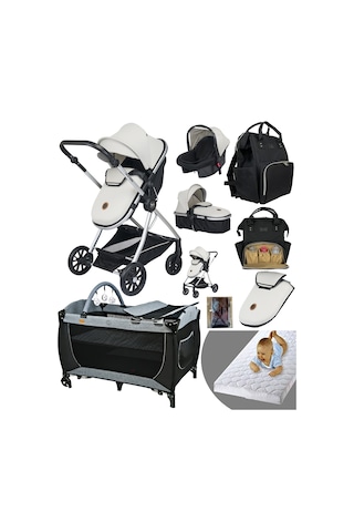 Baby Home Yeni Doğan Full 9 In 1 Set 1010 Travel Sistem Bebek Arabası 560 Bebek Oyun Parkı Yatak Beşik