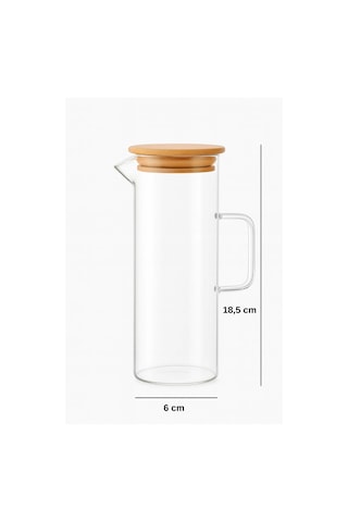 Lavino 3 Parça 400 Ml Borosilikat Yağlık - Bambu Altlık Ve 2 Adet Bambu Kapaklı Cam Yağdanlık Şeffaf