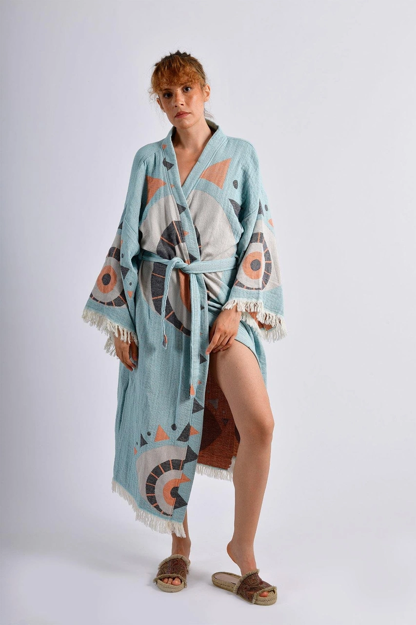 Brandsmithshop Mavi Evil Eye Kimono Çok Renkli