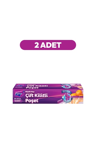 10'lu Çift Kilitli Buzdolabı Poşeti Büyük Boy 26 X 28 Cm İkili Paket
