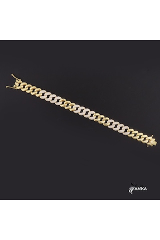 925 Ayar Gümüş Şık Gold Gurmet Bileklik