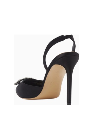 Nass Kyra 100 Kristal Tokalı, Saten Slingback Stiletto Siyah