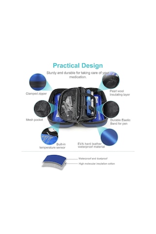 24 Saat İnsülin Soğutucu Seyahat Çantası Seyahat İçin Sıcaklık Göstergeli Diyabet Soğutucu 2 Buz Torbalı Soğutmalı İlaç Saklama Çantası En Iyi Kalite 25 Çok Renkli