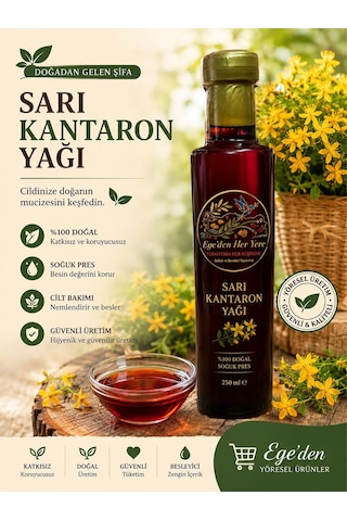 Egeden Her Yere Sarı Kantaron Yağı 1 Yıl Bekletilmiş Cam Şişe 250 ML