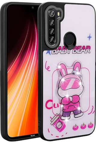 Xiaomi Redmi Note 8 İle Uyumlu Kılıf Parlayan Kabartmalı İkonik Figürlü Silikon Kapak