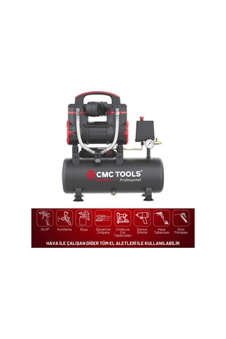 Cmc Cmc-0910 8 Litre Sessiz Yağsız Hava Kompresörü 1.2 Hp