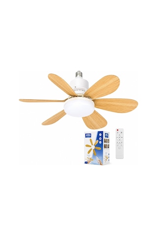 Sinbo Sf-7708 Tavan Vantilatörü Ve Avize Lamba 2'si 1 Arada - Kumandalı 52 Cm 6 Ahşap Görünümlü Plastik Kanat 3 Kademe- 6'li Paket