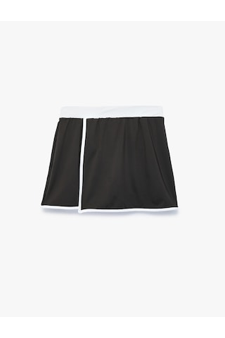 Koton Relax Fit İnterlok Yüksek Bel Biyeli Mini Spor Şort Etek Siyah 6sak40406nk