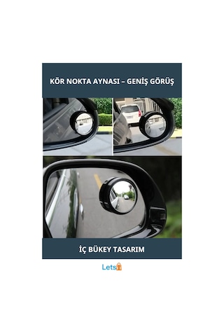 İç Bükey Kör Nokta Ayna Seti 2'li Kapsamlı Görüş Açısı