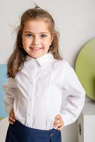 Kız Çocuk Poplin Gömlek - Beyaz Beyaz