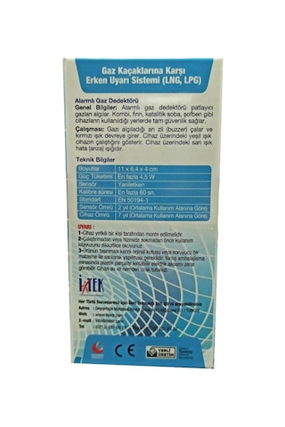 Itek NYS3 Doğalgaz ve LPG Gaz Alarm Dedektörü