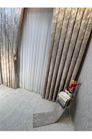 Nivemeshome Adel 5201 Krem 1/3 Pileli Fon Perde Apm