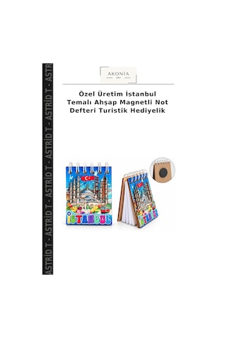 Özel Üretim İstanbul Temalı Ahşap Magnetli Not Defteri Turistik Hediyelik Çok Renkli