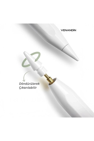 Katjmer Penart Ipad Modelleri Özel Universal Kapasitif Stylus iPad Uyumlu Tablet Dokunmatik Kalem Beyaz