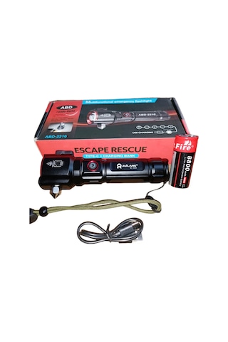 Şarjlı El Feneri Yüksek Güçlü Led Işık Usb İle Şarj Escape Rescue Antrasit