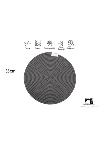 Tekli Hasır- Antrasit Jüt Düz Amerikan Servis Supla 35cm X 35cm Antrasit