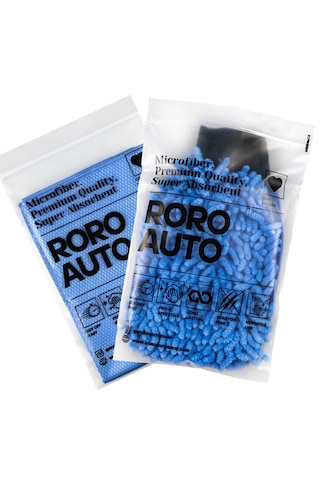 Roro Auto Olimpos Mikrofiber Oto Cam Bezi 50X70 & Munzur Yıkama Eldiveni Araç Yıkama Seti
