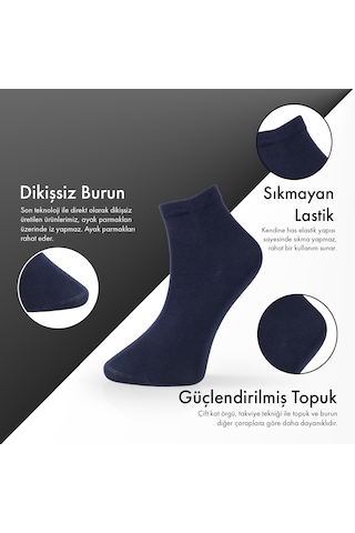 Saf Bambu Erkek Yarım Konç Düz Lacivert Çorap Dikişsiz Premium Kutulu 6'lı L5952aznp Softaura