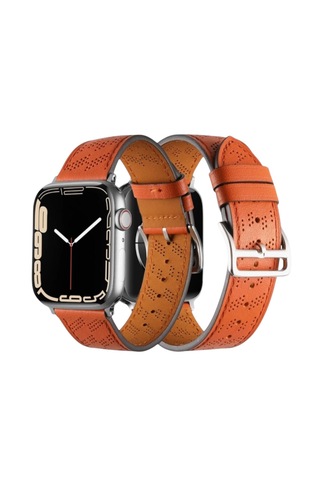 Apple Uyumlu Watch Kahve Deri Saat Kordonu 42-44-45mm