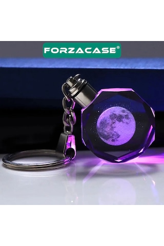 3d Kristal Dolunay Tasarımlı Renkli Işıklı Anahtarlık - Fc960