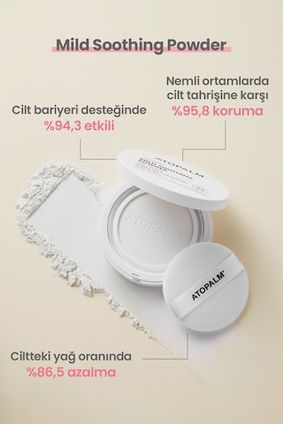 Yenidoğanlara Özel, Talk İçermeyen Temiz İçerikli Kompakt Bebek Pudrası Atopalm Mild Soothing Powder
