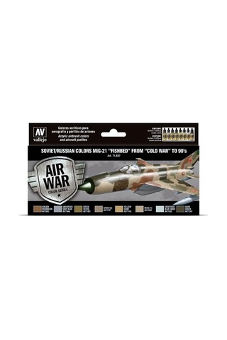 Vallejo 71607 8x18 Ml. Soviet/russian Colors Mig21 Fishbed From 50's To 90's, Model Air Serisi Model Boyası Seti Renkli