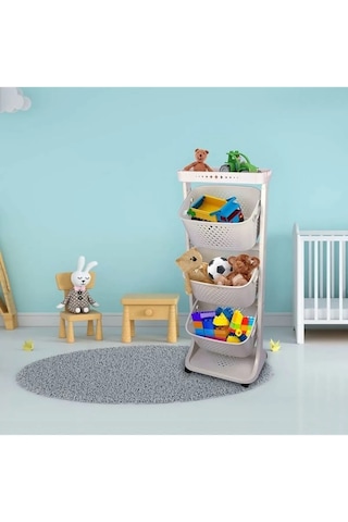 Tekerlekli Üç Katlı Sebzelik & Sepet