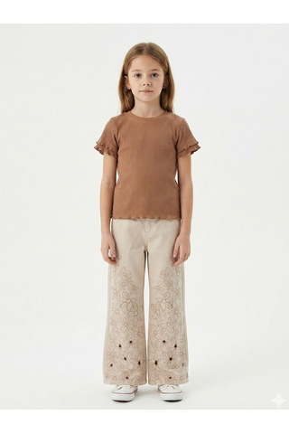 Xo Kids Kız Çocuk 3lü Alt Üst Kombin Takmı 10-14 Yaş Set0483 Bej
