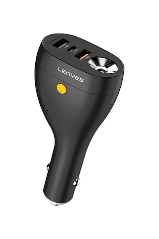 Lenyes Ca70 Type-c + Dual Usb-a Portlu Çok Fonksiyonlu Araç Şarj Aleti 20w Siyah