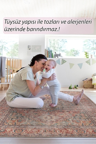 Foldy Vintage Desenli Dokuma Taban Dekoratif Renkli Halı Fl 49 Renkli 7