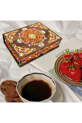 Dıy Elmas Boyama Saklama Kutusu Seti Köpüklü Toz Geçirmez Nakış Çapraz Dikiş Ahşap Kutu D