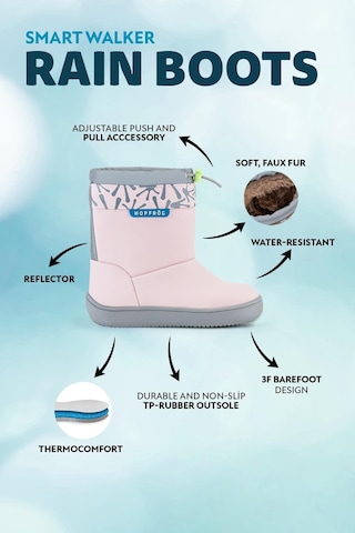 Hopfrög Rain Boots Süper Mat Pembe Suya Ve Soğuğa Dayanıklı Barefoot Çocuk Botu Pembe