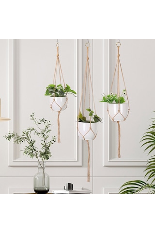 Çiçek Saksısını Asmak İçin File Cepli Halat M Diğer