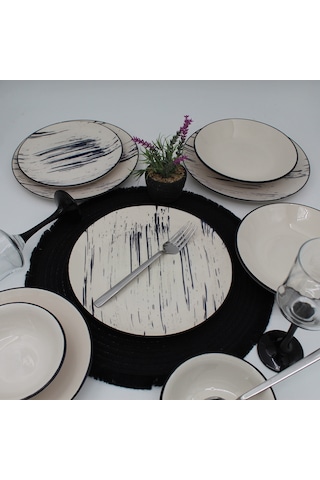 Anka 18 Parça 6 Kişilik Yemek Takımı- Desenli File