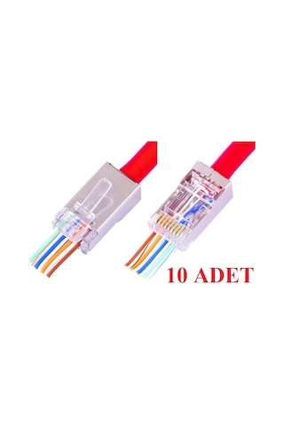 Alfais 4388 Yeni Nesil Delikli Metal Rj45 Jack İnternet Cat Kablo Ucu (10 Adet)