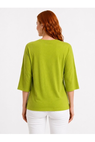 Neden Tekstil Kadın Rahat Kesim Yeşil Oversize Basic Bluz