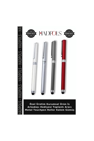 Özel Üretim Kurumsal Ürün İs Arkadaşı Hediyesi Toplantı Aracı Metal Touchpen Roller Kalem Gümüş