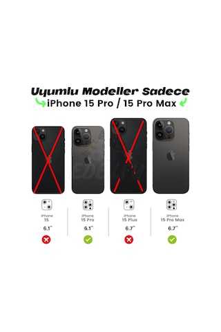 İphone 15 Pro Max / İphone 15 Pro Kırmızı Taşlı Kamera Lens Koruyucu, Çiziğe Ve Darbeye Dayanıklı
